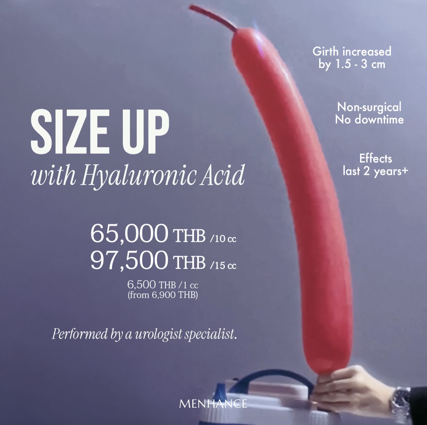 Comprehensive summary of penile enlargement options, including non-surgical HA filler injections and permanent penile suspensory ligament surgery for enhanced confidence and sexual well-being at Menhance Clinic.